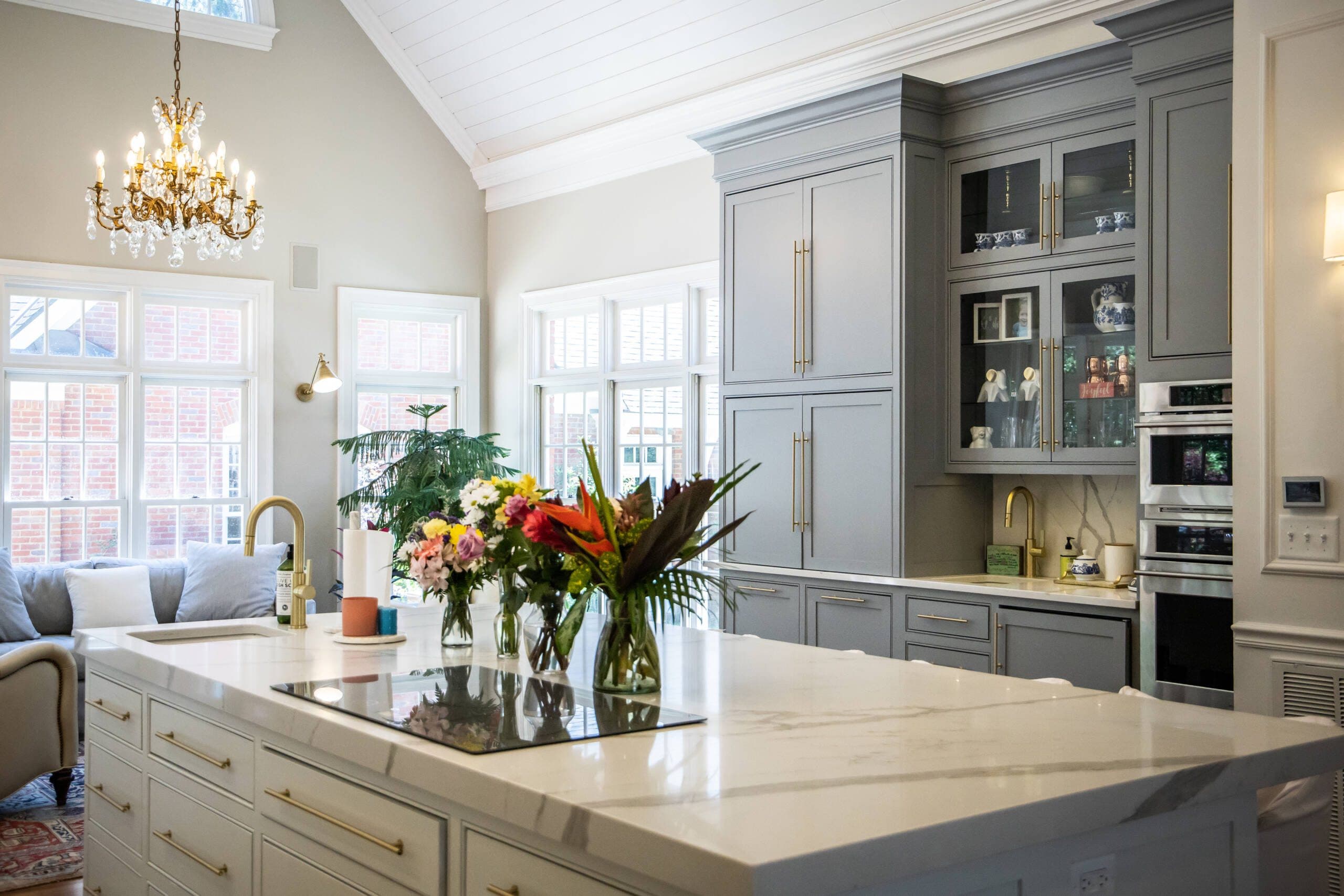 Grand elegant Colleyville kitchen remodel with two-tone cabinetry